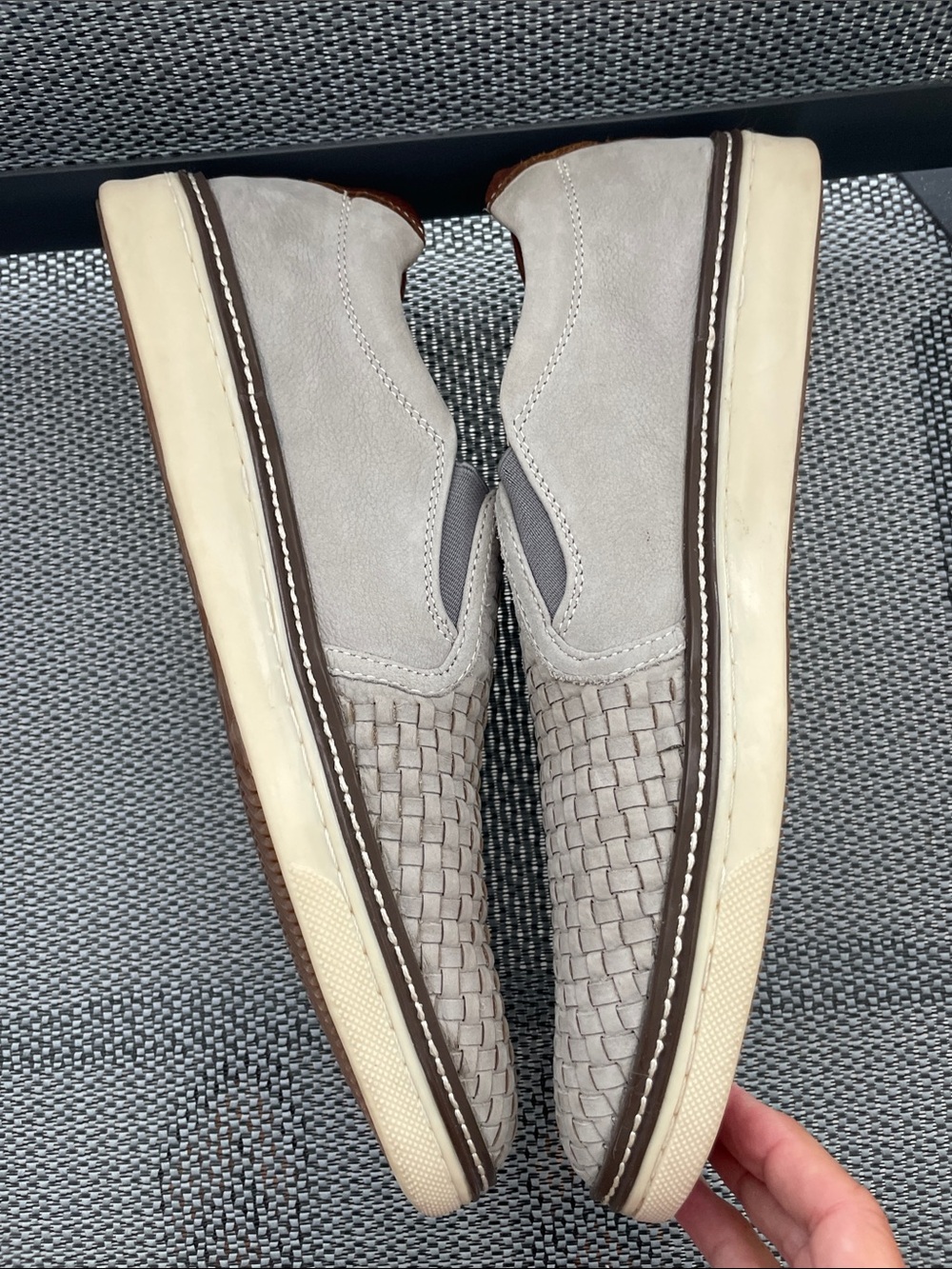 Johnston & Murphy Woven Slip-On Loafers in Light Tan and Brown - Picture 11 of 13